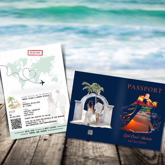 QR Code Passport Sonnenuntergang Tropical Beach Ho Einladung