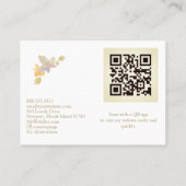 *~* QR CODE - Pastel Elegant Gold Glitzer Blume Visitenkarte (Rückseite)
