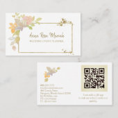 *~* QR CODE Pastel Elegante Gold Glitzer Blume Visitenkarte (Vorne/Hinten)