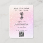 *~* QR-Code Pastel Glitzer Tree of Life Yoga Visitenkarte (Rückseite)