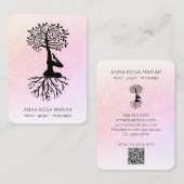 *~* QR-Code Pastel Glitzer Tree of Life Yoga Visitenkarte (Vorne/Hinten)