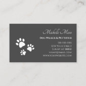 QR-Code Paw Prints Pet Sitter Grau Visitenkarte (Vorderseite)