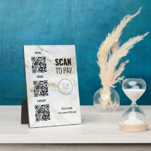 QR Code Payment Business Logo Marble Beruflich Fotoplatte
