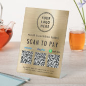 QR Code Payment Logo Gold Sockelschild (In Situ)