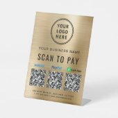 QR Code Payment Logo Gold Sockelschild (Vorderseite)