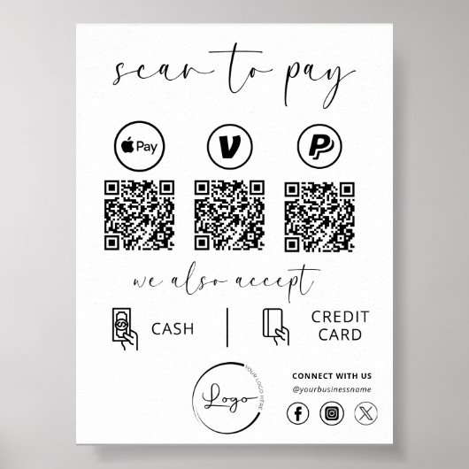 QR Code Payment - Scan to Pay Business Logo Poster (Vorne)