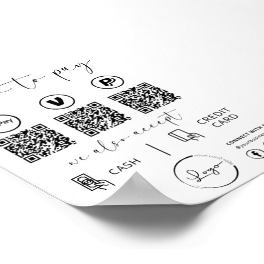 QR Code Payment - Scan to Pay Business Logo Poster (Ecke)