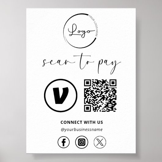 QR Code Payment - Scan to Pay Business Logo Poster (Vorne)