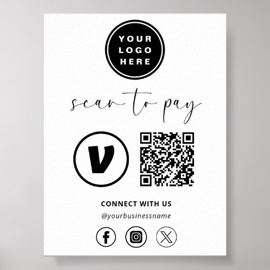 QR Code Payment - Scan to Pay Business Logo Poster (Vorne)