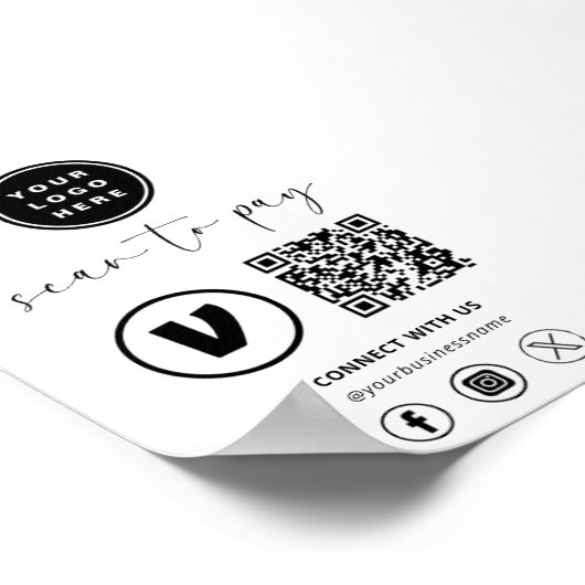 QR Code Payment - Scan to Pay Business Logo Poster (Ecke)