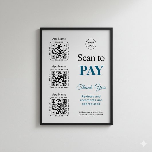 QR Code Payment - Scan to Pay Business Logo Poster
