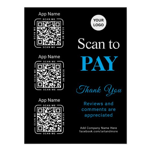 QR Code Payment - Scan to Pay Business Logo Poster (Vorderseite)
