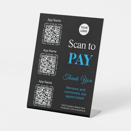 QR Code Payment - Scan to Pay Business Logo Sockelschild (Vorderseite)