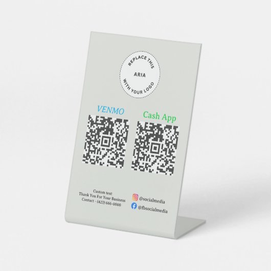 QR Code Payment - Scan to Pay Business Logo Sockelschild (Vorderseite)
