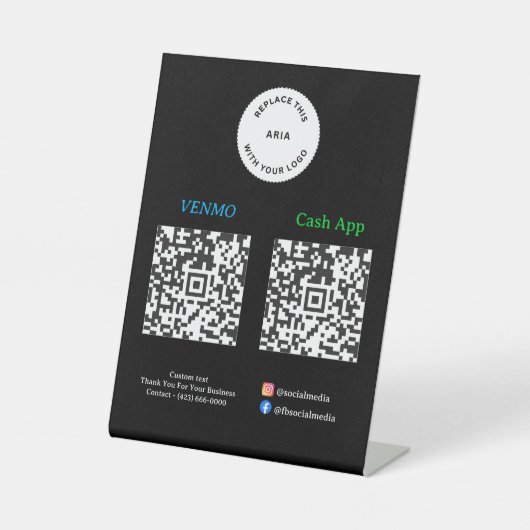 QR Code Payment - Scan to Pay Business Logo Sockelschild (Vorderseite)