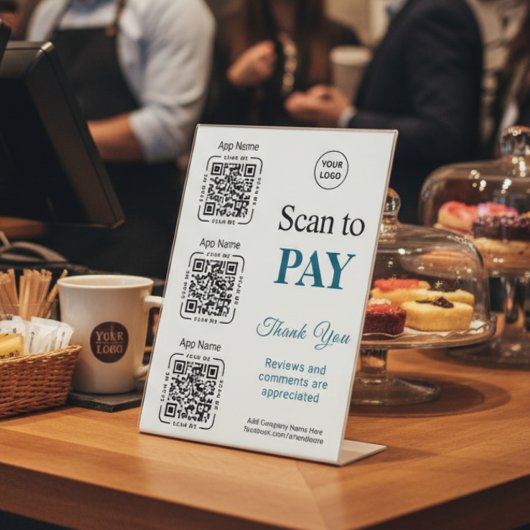QR Code Payment - Scan to Pay Business Logo Sockelschild