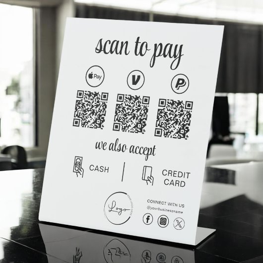 QR Code Payment - Scan to Pay Business Logo Sockelschild