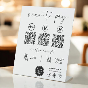 QR Code Payment - Scan to Pay Business Logo Sockelschild