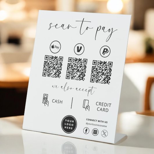 QR Code Payment - Scan to Pay Business Logo Sockelschild