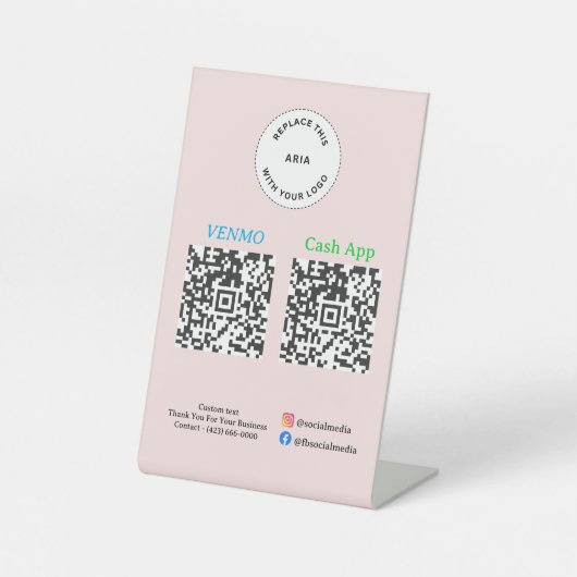 QR Code Payment - Scan to Pay Business Logo Sockelschild (Vorderseite)