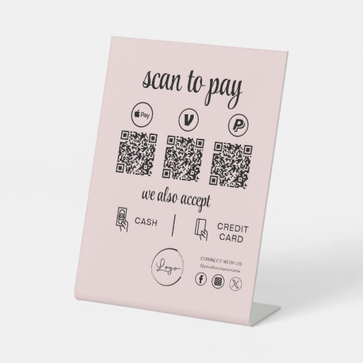 QR Code Payment - Scan to Pay Business Logo Sockelschild (Vorderseite)