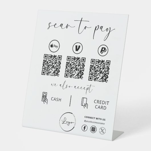 QR Code Payment - Scan to Pay Business Logo Sockelschild (Vorderseite)