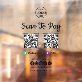 QR Code Payment Scan to Pay Zelle App Logo Logo Fensteraufkleber