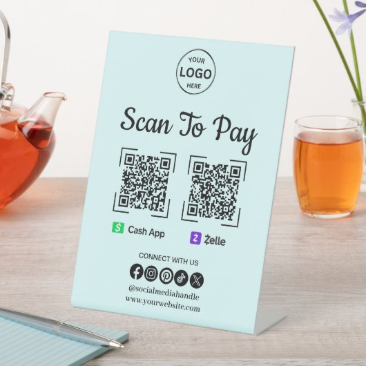 QR Code Payment Scan to Pay Zelle App Logo Logo Sockelschild (In Situ)