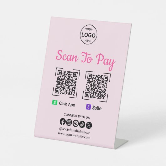QR Code Payment Scan to Pay Zelle App Logo Logo Sockelschild (Vorderseite)