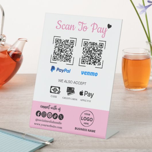 QR Code Payment Scan zu bezahlen Venmo Paypal Sockelschild (In Situ)