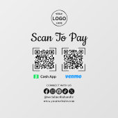QR Code Payment Scan zur Bezahlung des Venmo Cash  Fensteraufkleber (Blatt)