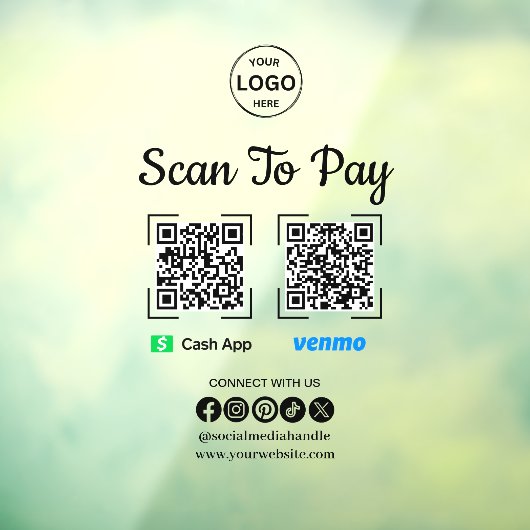 QR Code Payment Scan zur Bezahlung des Venmo Cash Fensteraufkleber (Blatt 3)