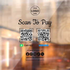 QR Code Payment Scan zur Bezahlung des Venmo Cash Fensteraufkleber