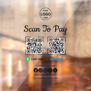 QR Code Payment Scan zur Bezahlung des Venmo Cash Fensteraufkleber