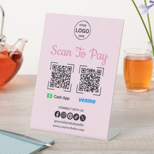 QR Code Payment Scan zur Bezahlung des Venmo Cash Sockelschild (In Situ)