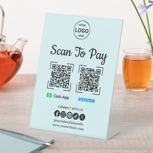QR Code Payment Scan zur Bezahlung des Venmo Cash  Sockelschild (In Situ)