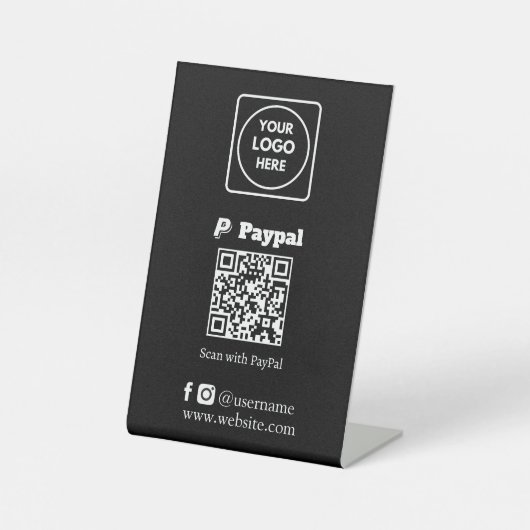 QR-Code | PayPal Scan-to-Pay-Business-Logo Sockelschild (Vorderseite)