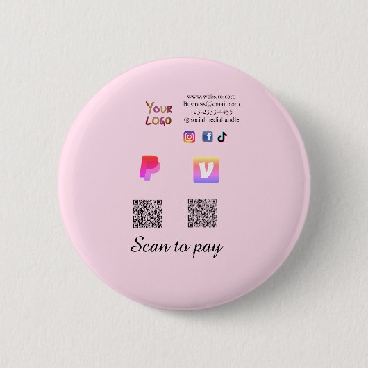 QR-Code PayPal Venmo scannen zahlen hinzufügen Soc Button (Vorderseite)