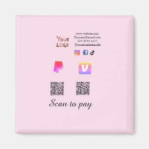 QR-Code PayPal Venmo scannen zahlen hinzufügen Soc Magnet