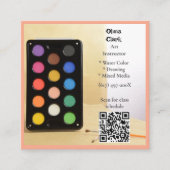 QR Code Peach Artist Tutor Educator Art teacher  Quadratische Visitenkarte (Vorderseite)