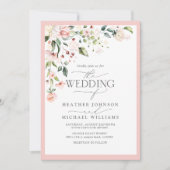 QR Code Peach Pink Watercolor Floral Wedding Einladung (Vorderseite)