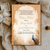 QR Code Peacock Palm Garden Indian Wedding Einladung
