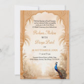 QR Code Peacock Palm Garden Indian Wedding Einladung (Vorderseite)