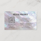 QR-Code | Pearl Luxury Monogram Visitenkarte (Rückseite)