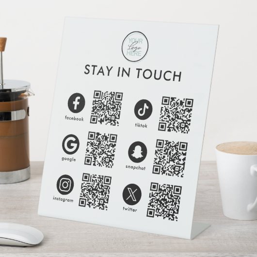 QR Code Pedestal-Zeichen für soziale Online-Medien Sockelschild (In Situ)