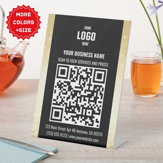 QR Code Pedestzeichen für Black & Gold Business Sockelschild