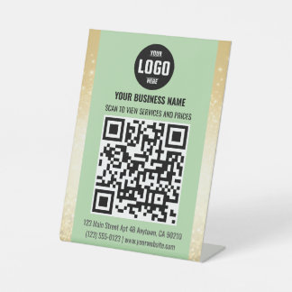 QR Code Pedestzeichen für Green & Gold Business Sockelschild