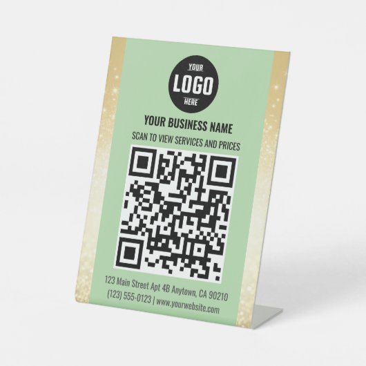 QR Code Pedestzeichen für Green & Gold Business Sockelschild (Vorderseite)