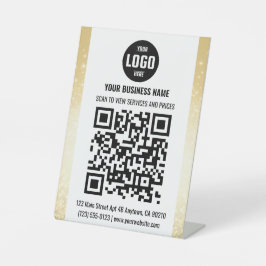 QR-Code-Pedestzeichen für White & Gold-Business Sockelschild