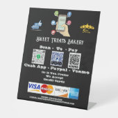 QR-Code-Pedestzeichen "Scan to Pay" Sockelschild (Vorderseite)